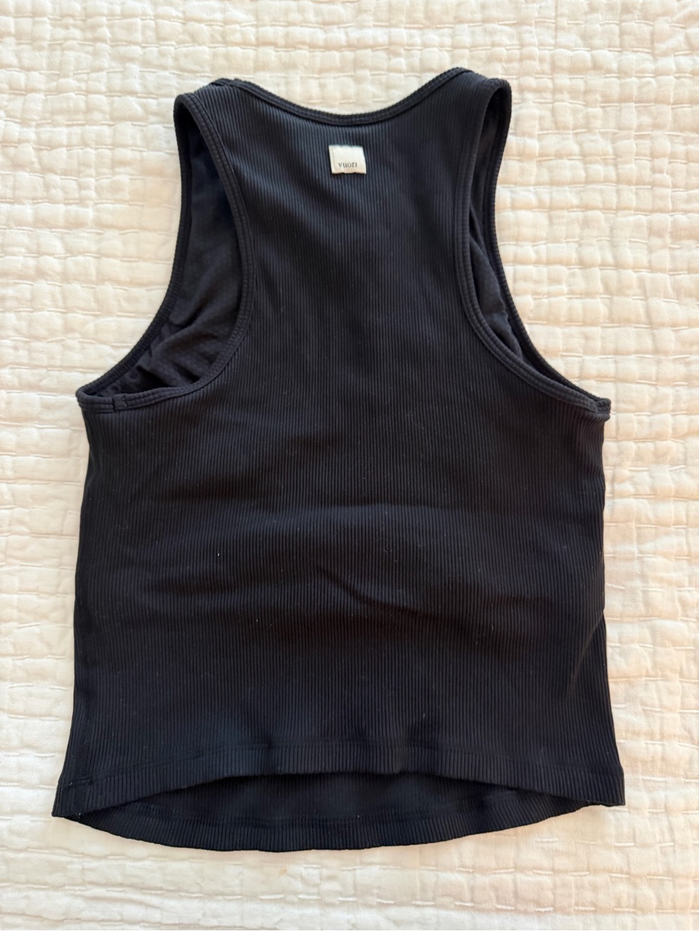 Vuori Black Ribbed Racerback Tank